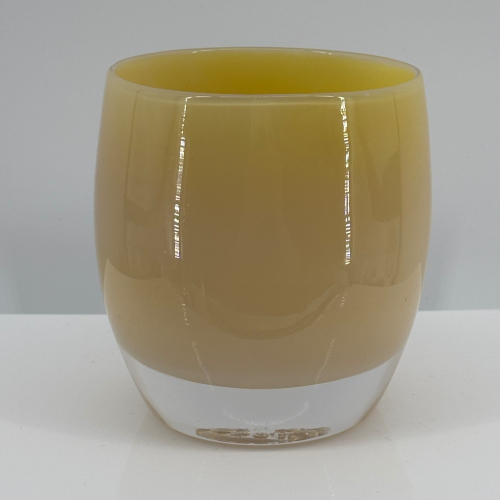 glassybaby Halo Hand Blown Art Glass Votive Candle Holder Honey Butter Yellow